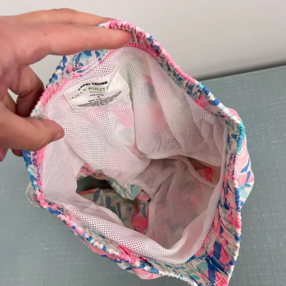 Lilly Pulitzer Boys Junior Capri Swim Trunk Cosmic Coral S